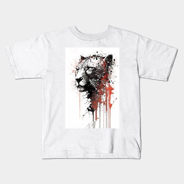 Ink Portrait of A Leopard Kids T-Shirt by TortillaChief